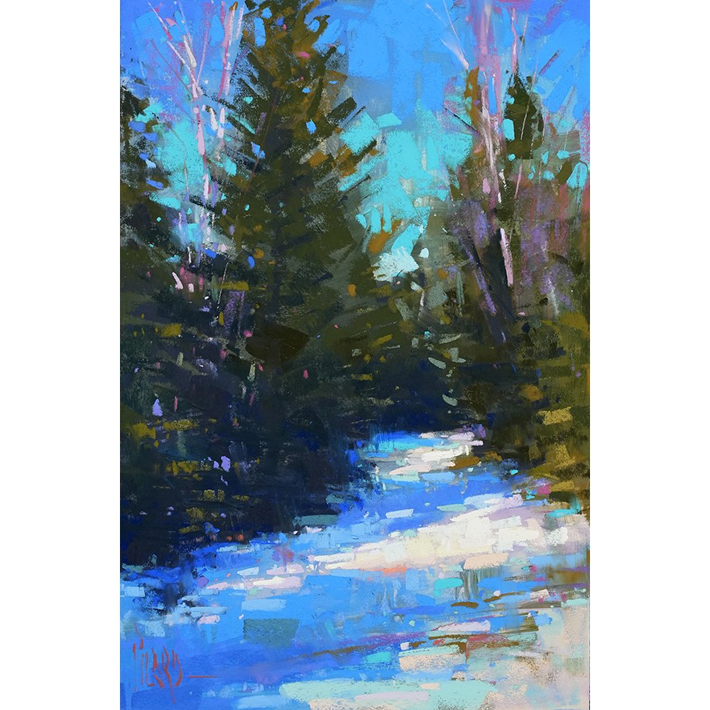 Snowy Passage original pastel painting by Alain Picard — Alain J